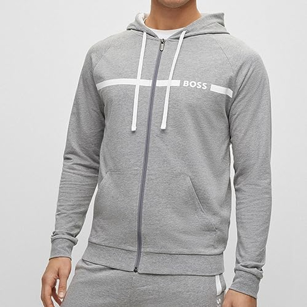 🚩BOSS Authentic Full Zip Hoodie Gray Large NWT
